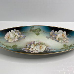 Vintage Oval Serving Dish Hand Painted Floral Made in Germany